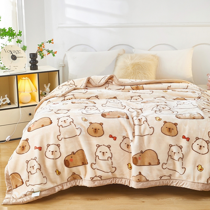 91家纺网 家纺一手货源 找家纺 铺尚美家纺 2025新款拉舍尔毛毯毯子双层加厚不加棉不加布 4-12斤可定制外贸毛毯 025 萌萌水豚