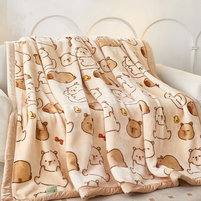 91家纺网 家纺一手货源 找家纺 铺尚美家纺 2025新款拉舍尔毛毯毯子双层加厚不加棉不加布 4-12斤可定制外贸毛毯 025 萌萌水豚