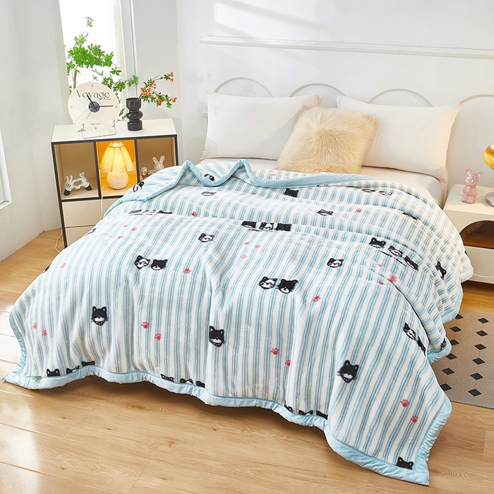 91家纺网 家纺一手货源 找家纺 铺尚美家纺 2025新款拉舍尔毛毯毯子双层加厚不加棉不加布 4-12斤可定制外贸毛毯 026 猫猫派对