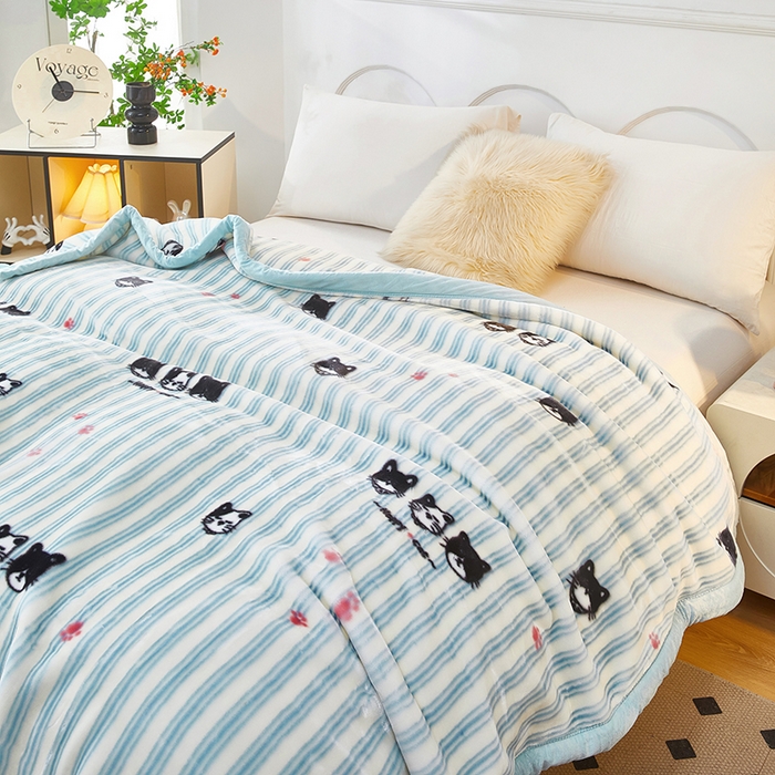 91家纺网 家纺一手货源 找家纺 铺尚美家纺 2025新款拉舍尔毛毯毯子双层加厚不加棉不加布 4-12斤可定制外贸毛毯 026 猫猫派对