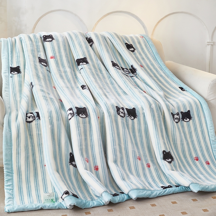 91家纺网 家纺一手货源 找家纺 铺尚美家纺 2025新款拉舍尔毛毯毯子双层加厚不加棉不加布 4-12斤可定制外贸毛毯 026 猫猫派对