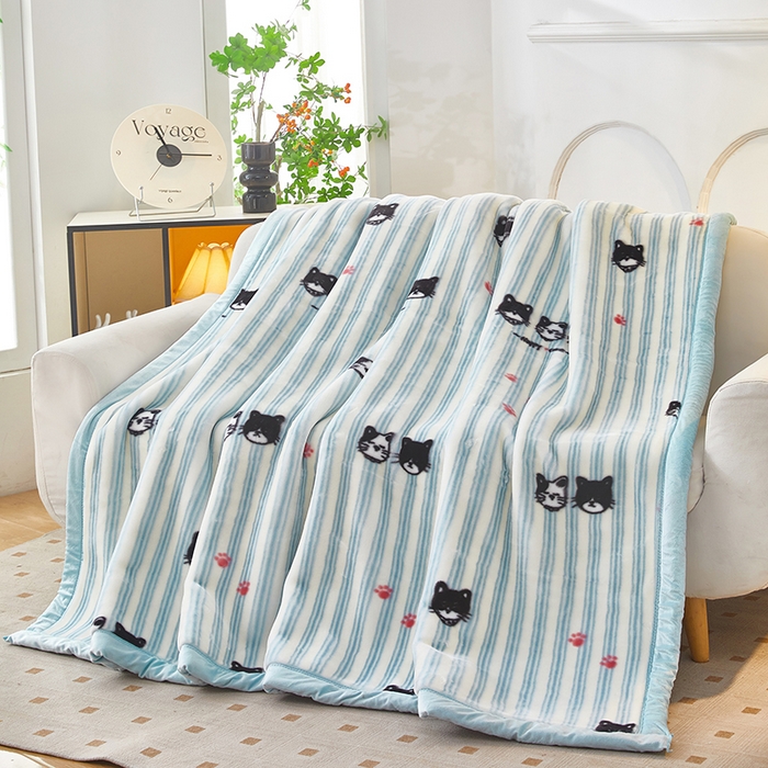 91家纺网 家纺一手货源 找家纺 铺尚美家纺 2025新款拉舍尔毛毯毯子双层加厚不加棉不加布 4-12斤可定制外贸毛毯 026 猫猫派对