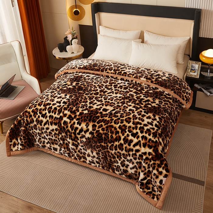 91家纺网 家纺一手货源 找家纺 铺尚美家纺 2025新款拉舍尔毛毯毯子双层加厚不加棉不加布 4-12斤可定制外贸毛毯 631 豹点