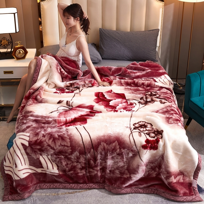 91家纺网 家纺一手货源 找家纺 铺尚美家纺 2025新款拉舍尔毛毯毯子双层加厚不加棉不加布 4-12斤可定制外贸毛毯 632 豆沙