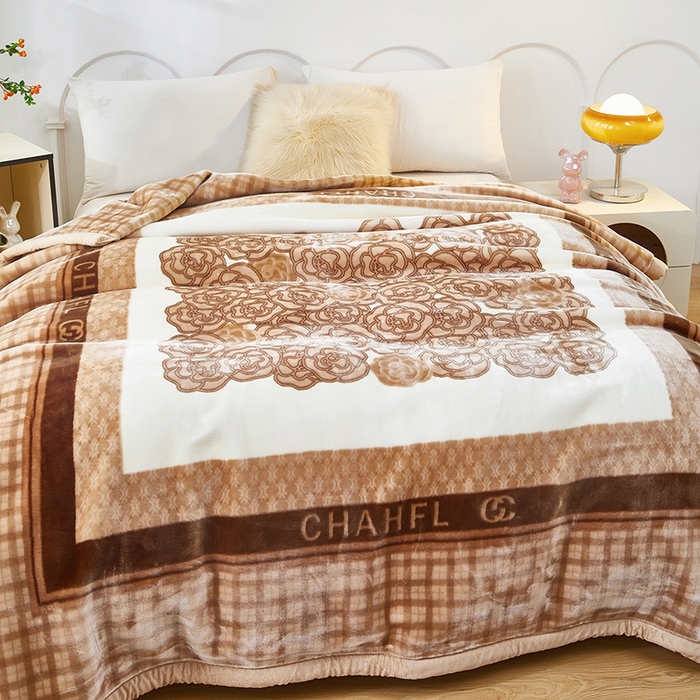 91家纺网 家纺一手货源 找家纺 铺尚美家纺 2025新款拉舍尔毛毯毯子双层加厚不加棉不加布 4-12斤可定制外贸毛毯 652 山茶花开-驼