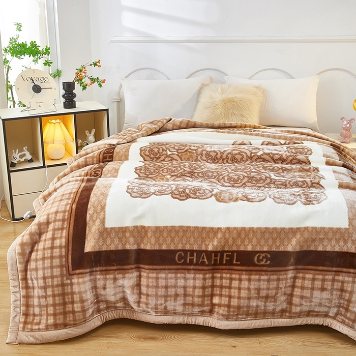 91家纺网 家纺一手货源 找家纺 铺尚美家纺 2025新款拉舍尔毛毯毯子双层加厚不加棉不加布 4-12斤可定制外贸毛毯 652 山茶花开-驼