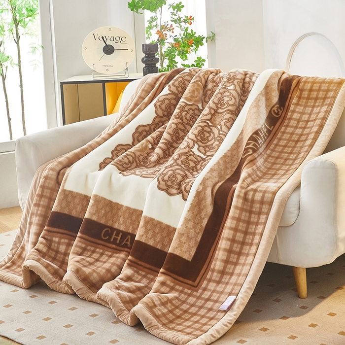 91家纺网 家纺一手货源 找家纺 铺尚美家纺 2025新款拉舍尔毛毯毯子双层加厚不加棉不加布 4-12斤可定制外贸毛毯 652 山茶花开-驼