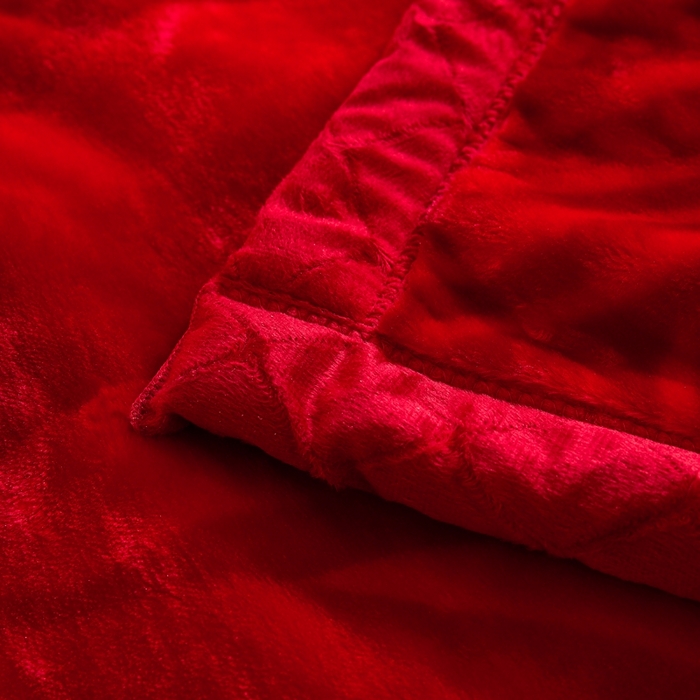 91家纺网 家纺一手货源 找家纺 铺尚美家纺 2025新款拉舍尔毛毯毯子双层加厚不加棉不加布 4-12斤可定制外贸毛毯 653 大红