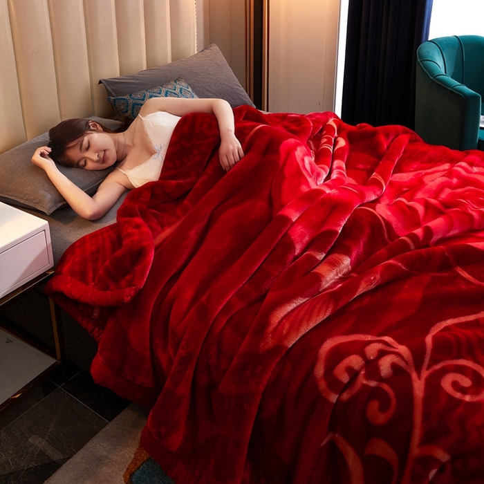 91家纺网 家纺一手货源 找家纺 铺尚美家纺 2025新款拉舍尔毛毯毯子双层加厚不加棉不加布 4-12斤可定制外贸毛毯 653 大红