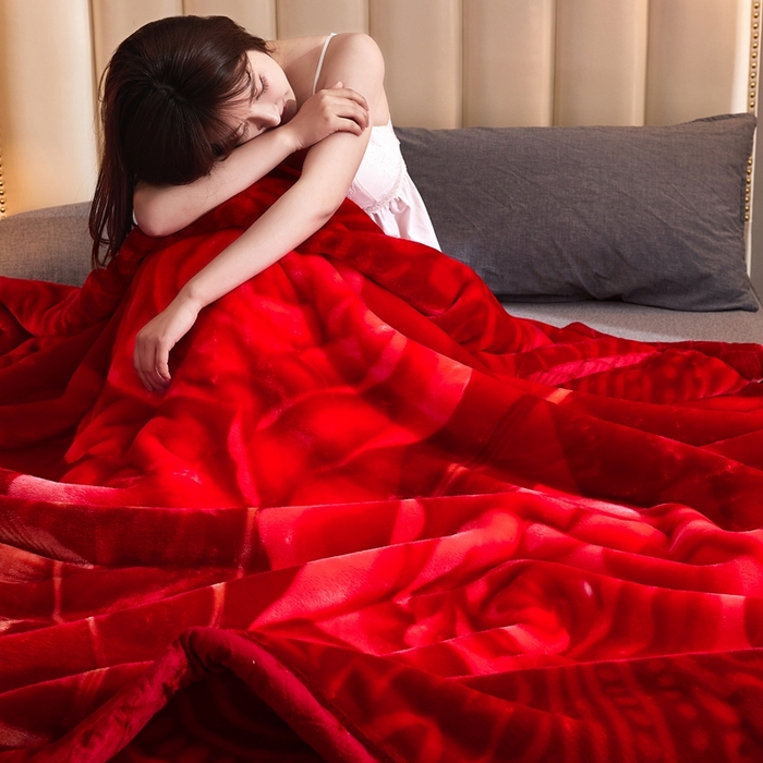 91家纺网 家纺一手货源 找家纺 铺尚美家纺 2025新款拉舍尔毛毯毯子双层加厚不加棉不加布 4-12斤可定制外贸毛毯 653 大红