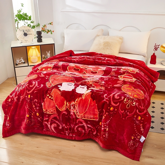 91家纺网 家纺一手货源 找家纺 铺尚美家纺 2025新款拉舍尔毛毯毯子双层加厚不加棉不加布 4-12斤可定制外贸毛毯 801 大红