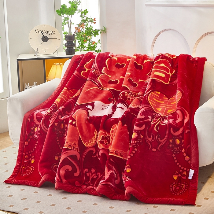 91家纺网 家纺一手货源 找家纺 铺尚美家纺 2025新款拉舍尔毛毯毯子双层加厚不加棉不加布 4-12斤可定制外贸毛毯 801 大红