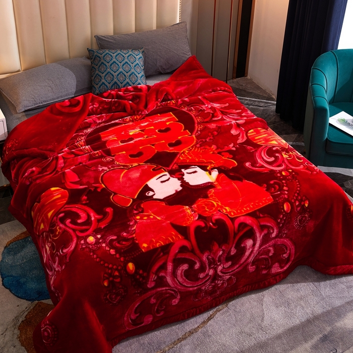 91家纺网 家纺一手货源 找家纺 铺尚美家纺 2025新款拉舍尔毛毯毯子双层加厚不加棉不加布 4-12斤可定制外贸毛毯 801大红