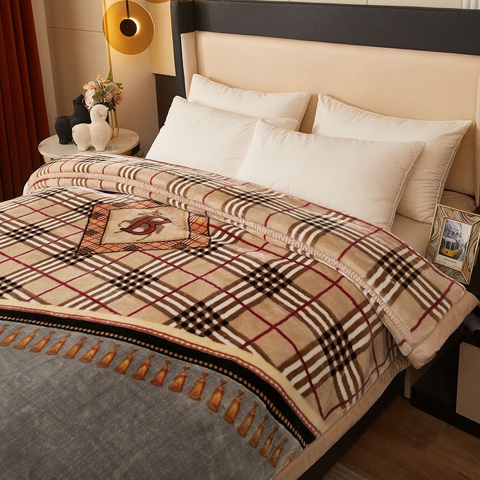 91家纺网 家纺一手货源 找家纺 铺尚美家纺 2025新款拉舍尔毛毯毯子双层加厚不加棉不加布 4-12斤可定制外贸毛毯 802 格子