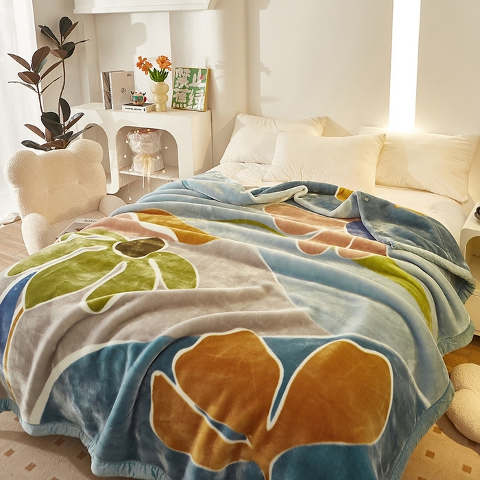 91家纺网 家纺一手货源 找家纺 铺尚美家纺 2025新款拉舍尔毛毯毯子双层加厚不加棉不加布 4-12斤可定制外贸毛毯 803 蓝