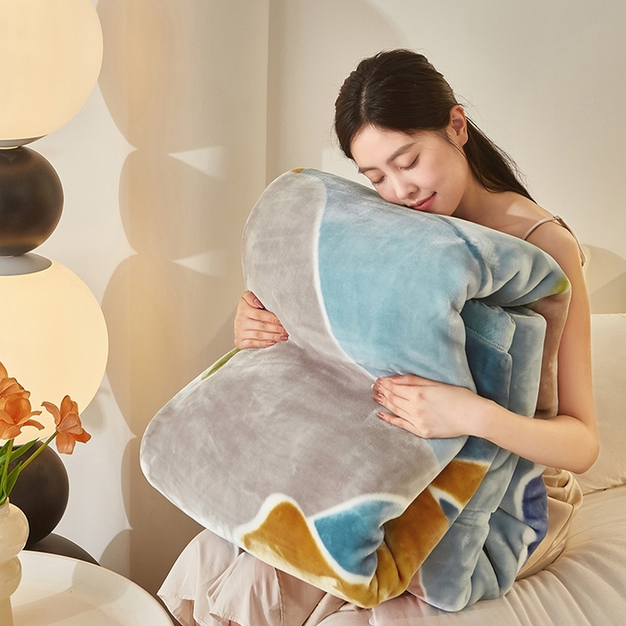 91家纺网 家纺一手货源 找家纺 铺尚美家纺 2025新款拉舍尔毛毯毯子双层加厚不加棉不加布 4-12斤可定制外贸毛毯 803 蓝