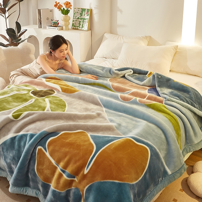 91家纺网 家纺一手货源 找家纺 铺尚美家纺 2025新款拉舍尔毛毯毯子双层加厚不加棉不加布 4-12斤可定制外贸毛毯 803 蓝