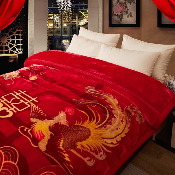 91家纺网 家纺一手货源 找家纺 铺尚美家纺 2025新款拉舍尔毛毯毯子双层加厚不加棉不加布 4-12斤可定制外贸毛毯 903 大红