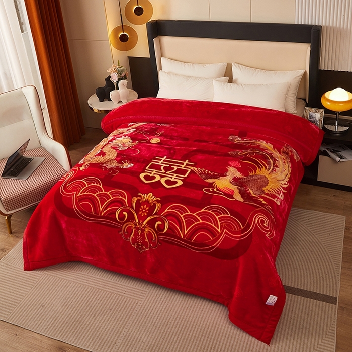 91家纺网 家纺一手货源 找家纺 铺尚美家纺 2025新款拉舍尔毛毯毯子双层加厚不加棉不加布 4-12斤可定制外贸毛毯 903 大红