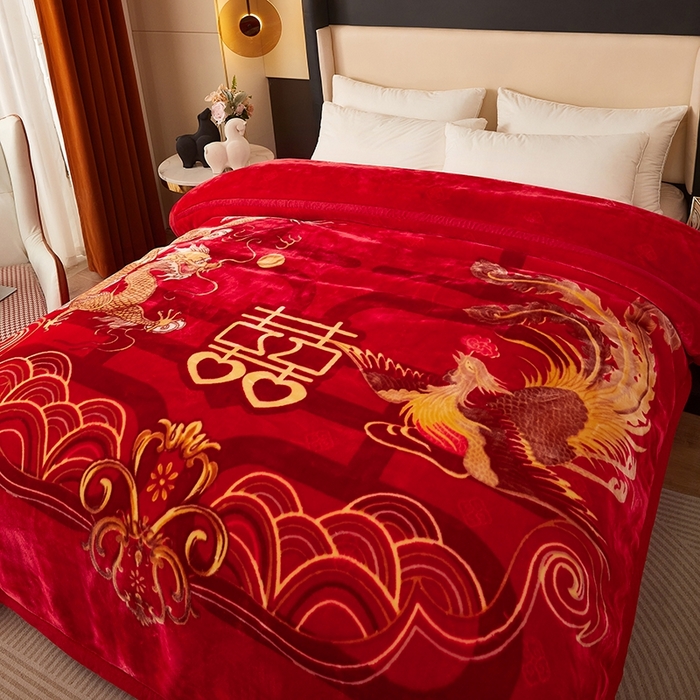 91家纺网 家纺一手货源 找家纺 铺尚美家纺 2025新款拉舍尔毛毯毯子双层加厚不加棉不加布 4-12斤可定制外贸毛毯 903 大红