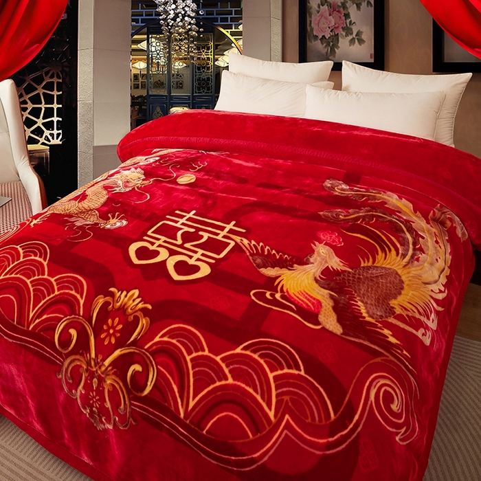 91家纺网 家纺一手货源 找家纺 铺尚美家纺 2025新款拉舍尔毛毯毯子双层加厚不加棉不加布 4-12斤可定制外贸毛毯 903 大红