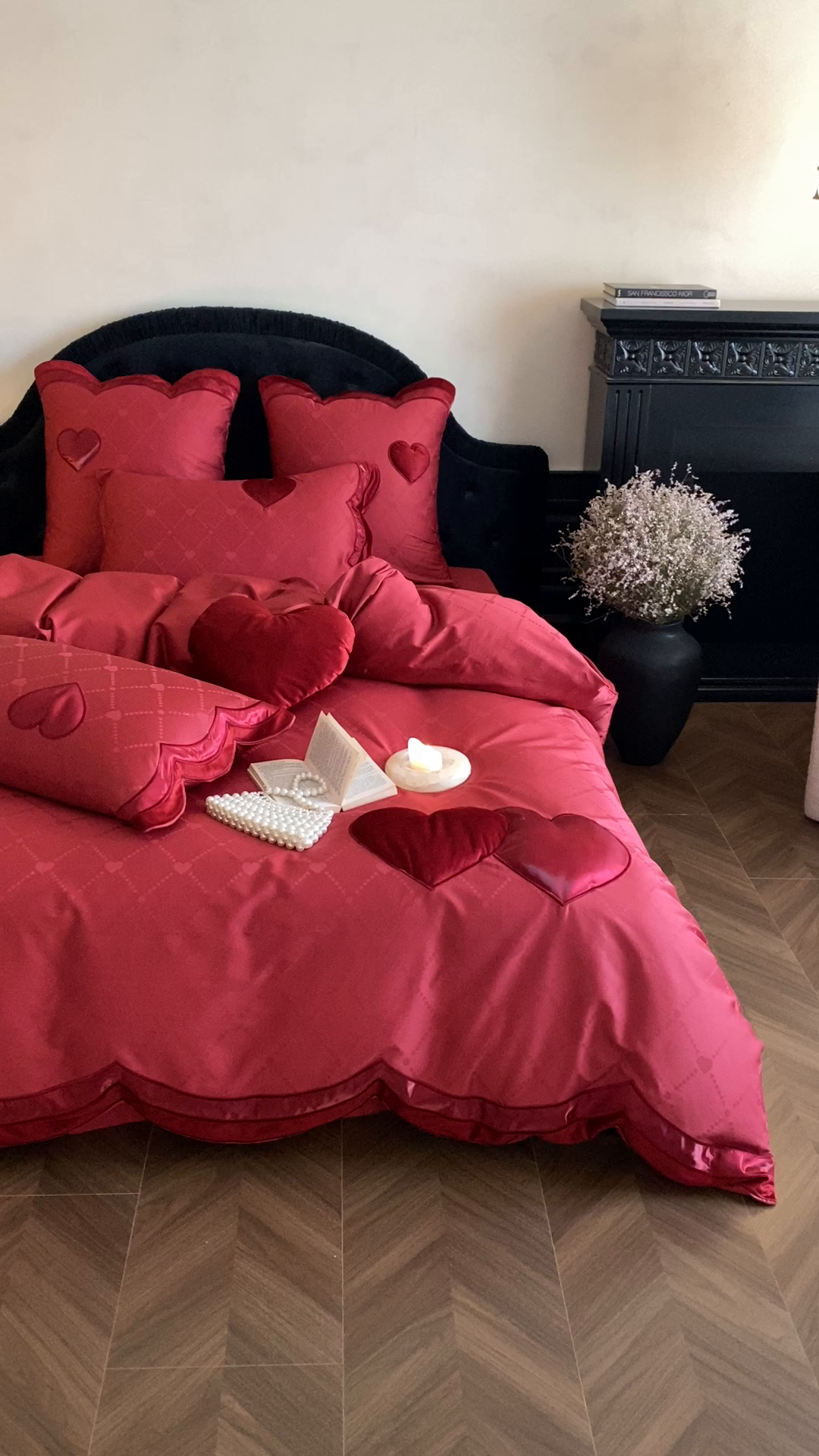 91家纺网 家纺一手货源 找家纺 （总）星野 2025新款婚庆澳棉提花贴布绣四件套怦然心动系列