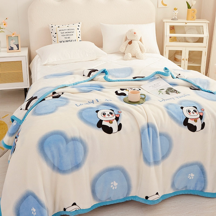 91家纺网 家纺一手货源 找家纺 （总）肖恩毯业 2025新款印花雪貂绒毛毯沙发盖毯午睡毯子