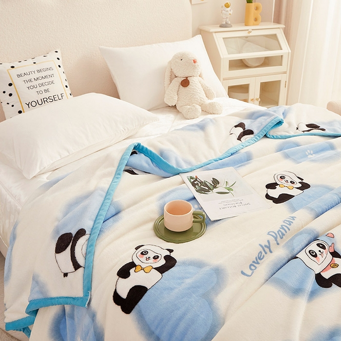 91家纺网 家纺一手货源 找家纺 （总）肖恩毯业 2025新款印花雪貂绒毛毯沙发盖毯午睡毯子