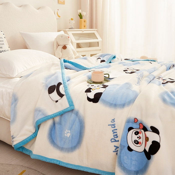 91家纺网 家纺一手货源 找家纺 （总）肖恩毯业 2025新款印花雪貂绒毛毯沙发盖毯午睡毯子