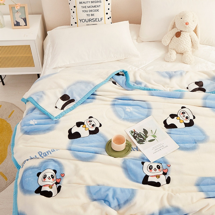 91家纺网 家纺一手货源 找家纺 （总）肖恩毯业 2025新款印花雪貂绒毛毯沙发盖毯午睡毯子