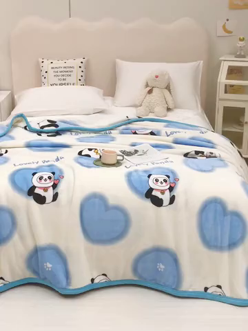 91家纺网 家纺一手货源 找家纺 （总）肖恩毯业 2025新款印花雪貂绒毛毯沙发盖毯午睡毯子