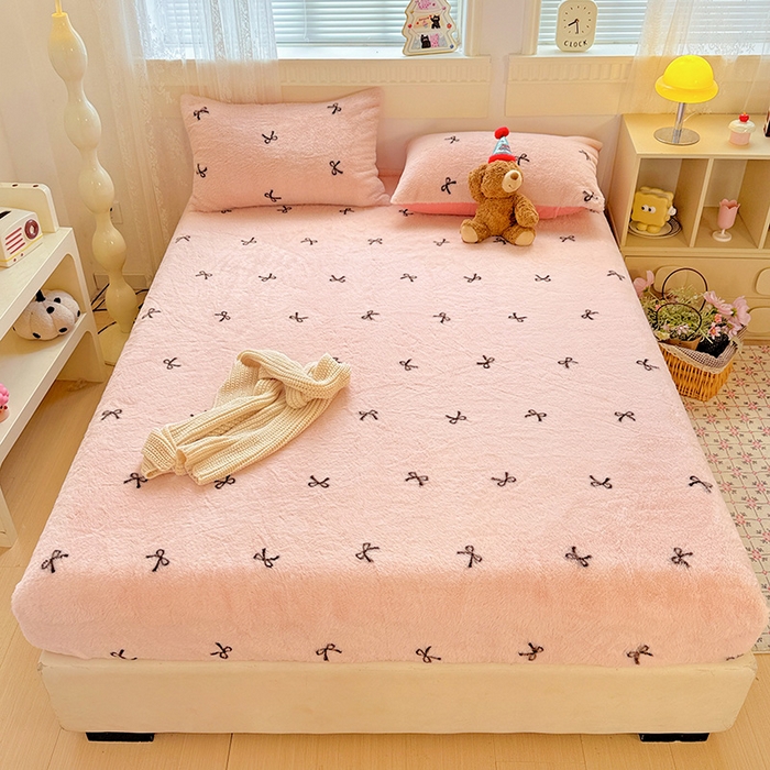 91家纺网 家纺一手货源 找家纺 （总）2025新品兔毛印花单床笠加厚保暖兔毛床笠