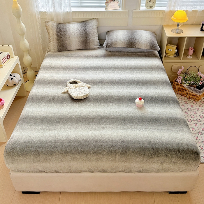 91家纺网 家纺一手货源 找家纺 （总）2025新品兔毛印花单床笠加厚保暖兔毛床笠