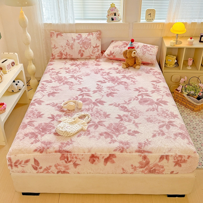 91家纺网 家纺一手货源 找家纺 （总）2025新品兔毛印花单床笠加厚保暖兔毛床笠