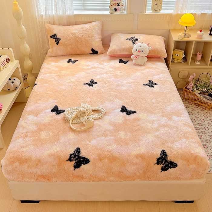 91家纺网 家纺一手货源 找家纺 （总）2025新品兔毛印花单床笠加厚保暖兔毛床笠