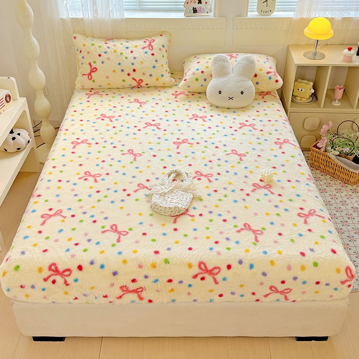 91家纺网 家纺一手货源 找家纺 （总）2025新品兔毛印花单床笠加厚保暖兔毛床笠