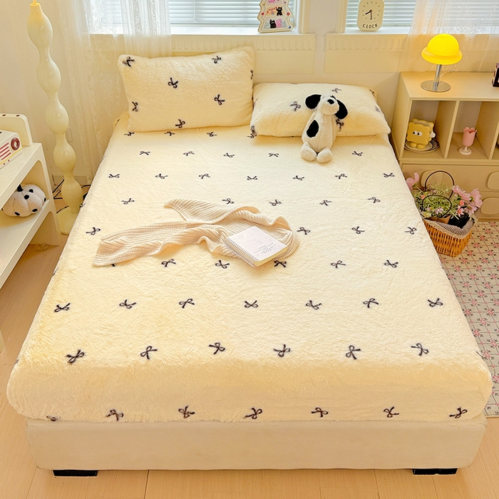 91家纺网 家纺一手货源 找家纺 （总）2025新品兔毛印花单床笠加厚保暖兔毛床笠