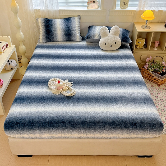 91家纺网 家纺一手货源 找家纺 （总）2025新品兔毛印花单床笠加厚保暖兔毛床笠