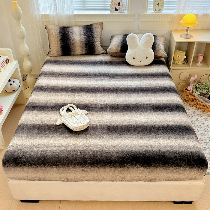 91家纺网 家纺一手货源 找家纺 （总）2025新品兔毛印花单床笠加厚保暖兔毛床笠