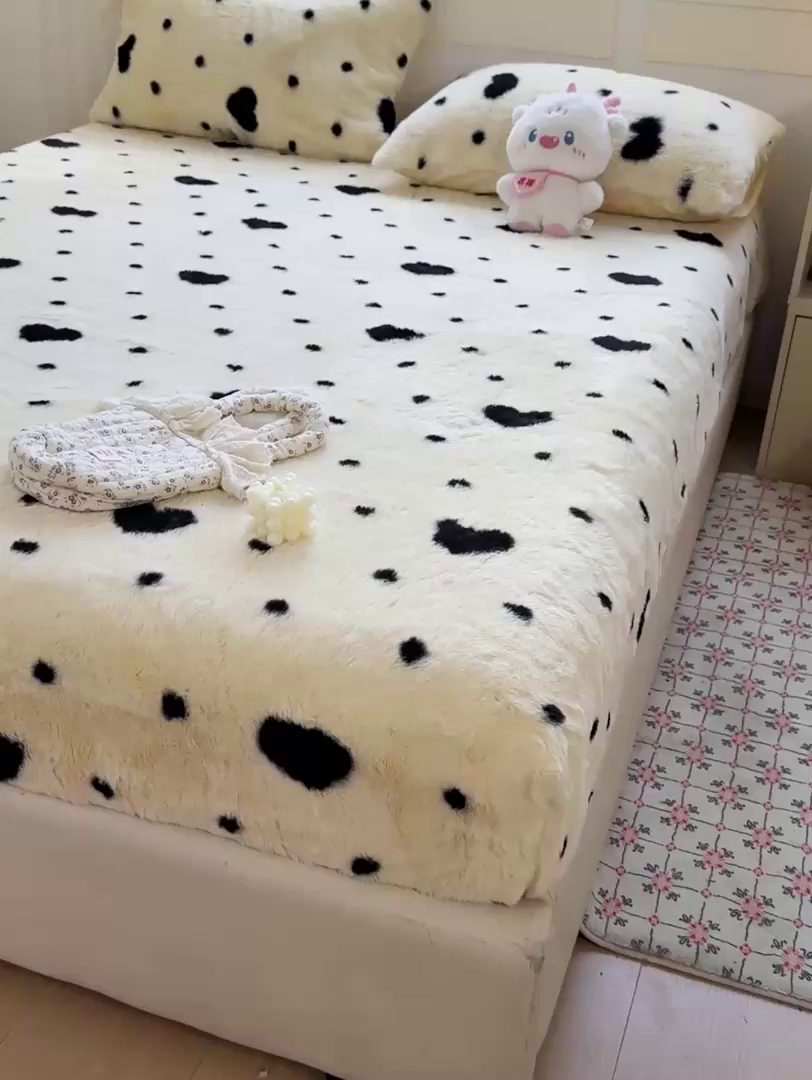 91家纺网 家纺一手货源 找家纺 （总）2025新品兔毛印花单床笠加厚保暖兔毛床笠