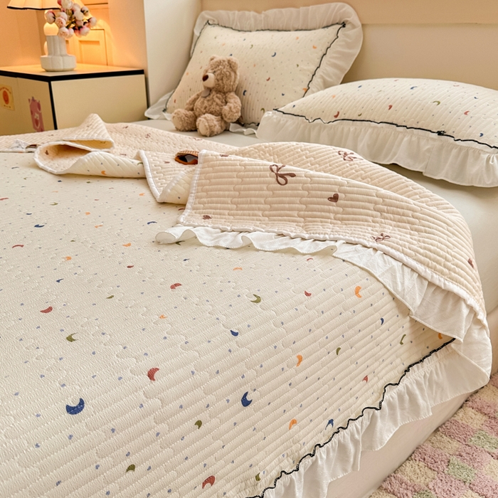 91家纺网 家纺一手货源 找家纺 （总）岚吉家纺 2025新款有氧双层纱花边床盖系列