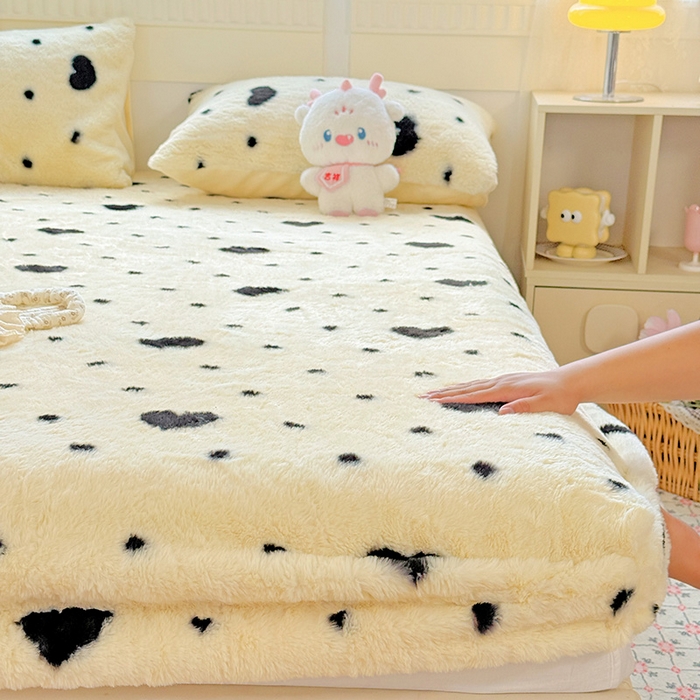 91家纺网 家纺一手货源 找家纺 （总）2025新品兔毛印花单床笠加厚保暖兔毛床笠