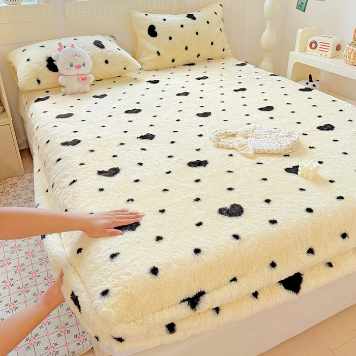 91家纺网 家纺一手货源 找家纺 （总）2025新品兔毛印花单床笠加厚保暖兔毛床笠