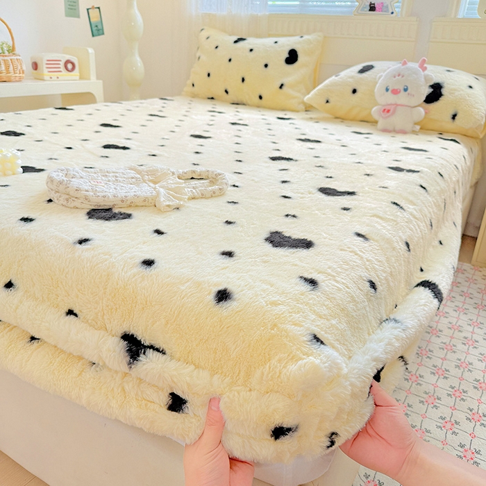 91家纺网 家纺一手货源 找家纺 （总）2025新品兔毛印花单床笠加厚保暖兔毛床笠