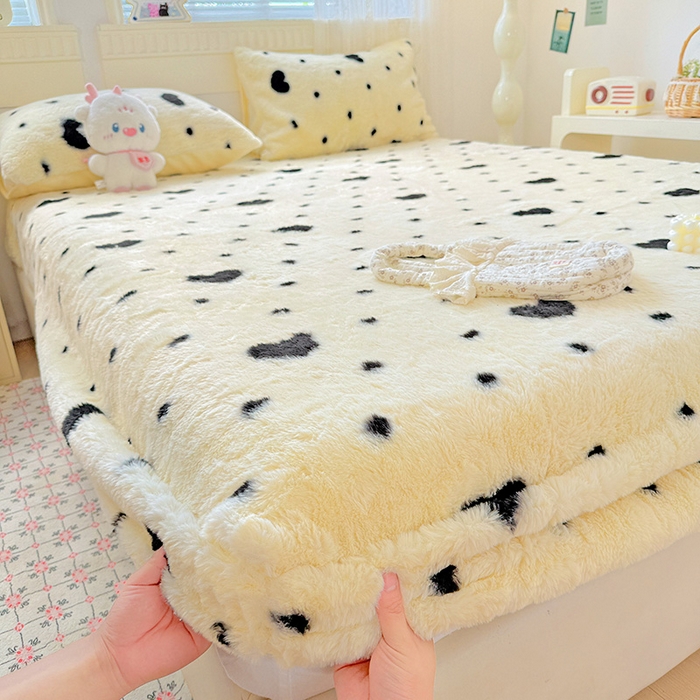 91家纺网 家纺一手货源 找家纺 （总）2025新品兔毛印花单床笠加厚保暖兔毛床笠