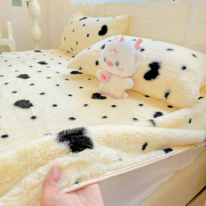 91家纺网 家纺一手货源 找家纺 （总）2025新品兔毛印花单床笠加厚保暖兔毛床笠