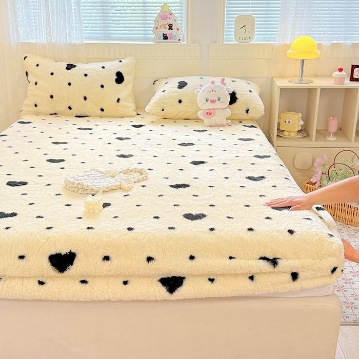 91家纺网 家纺一手货源 找家纺 （总）2025新品兔毛印花单床笠加厚保暖兔毛床笠