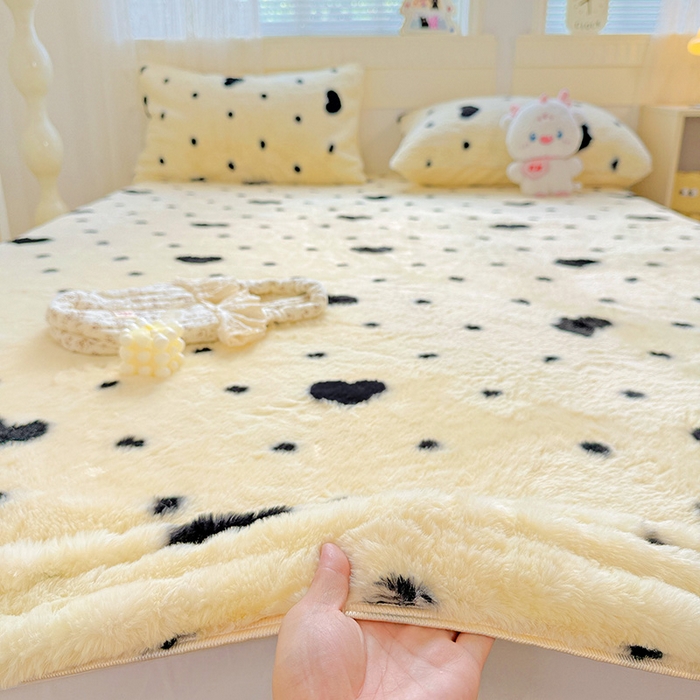 91家纺网 家纺一手货源 找家纺 （总）2025新品兔毛印花单床笠加厚保暖兔毛床笠