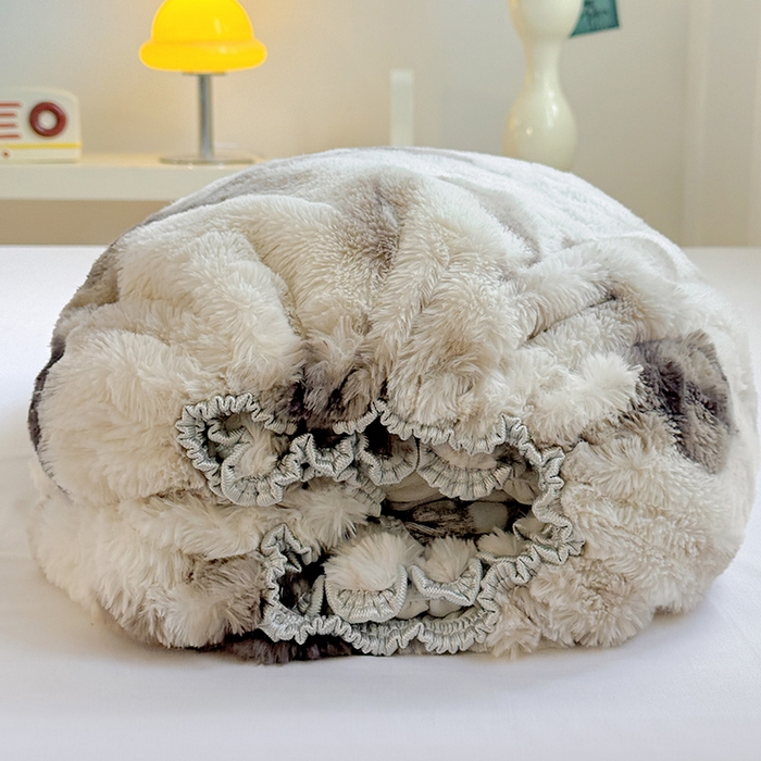 91家纺网 家纺一手货源 找家纺 2025新品兔毛印花单床笠 床笠-爱意浓