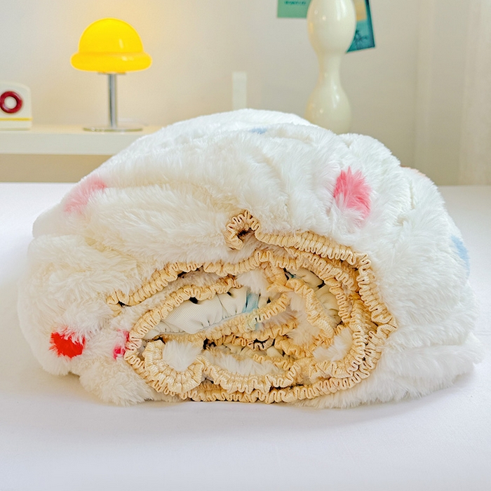 91家纺网 家纺一手货源 找家纺 2025新品兔毛印花单床笠 床笠-波点狗狗